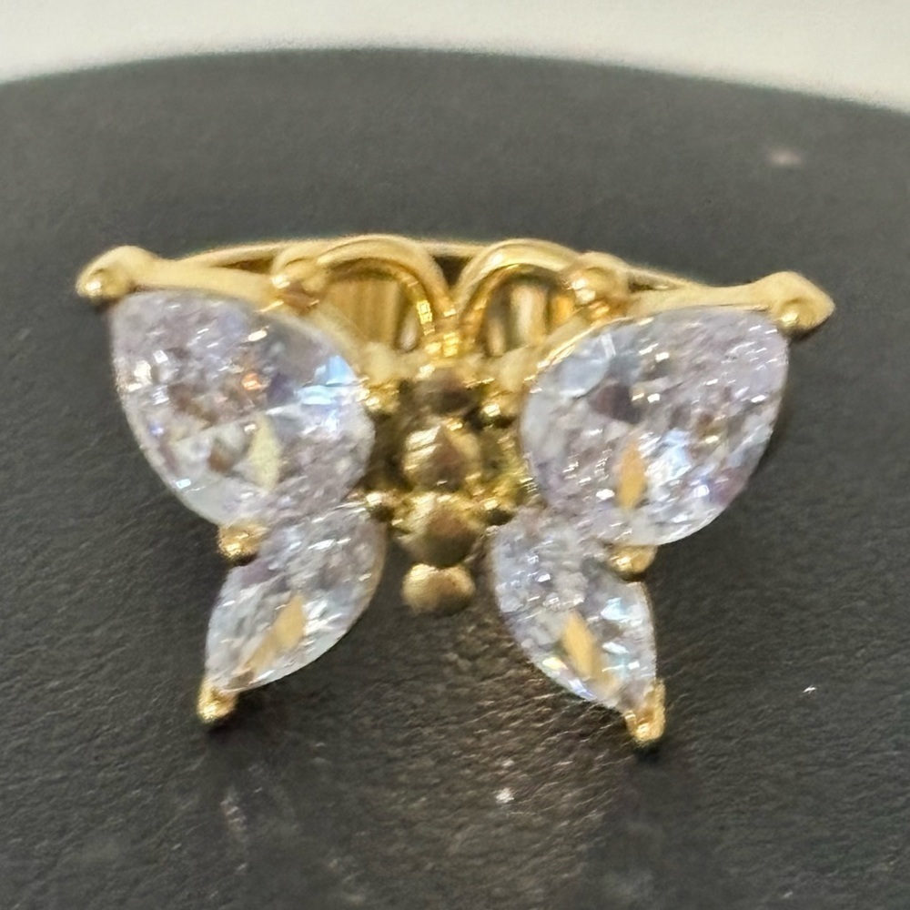 Camilla Gold rhinestone crystal  butterfly ring New